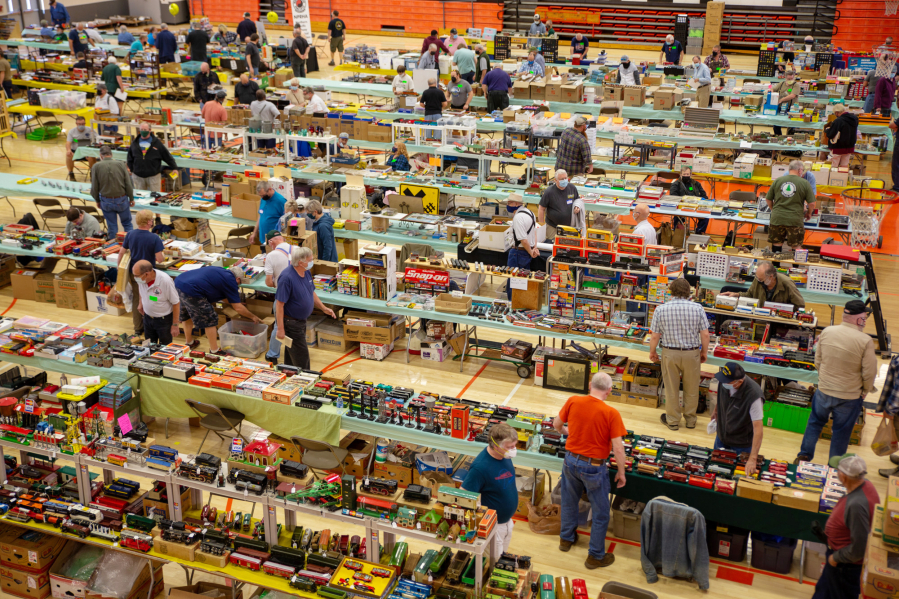 The Southwest Washington Model Railroaders host the 47th Great Train Swap Meet on Saturday in the Battle Ground High School gym. The swap meet returned after being canceled last year due to COVID-19. (Randy L.