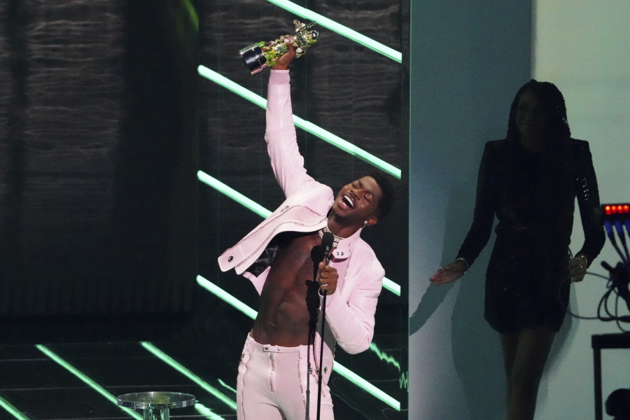 Lil Nas X accepts the award for video of the year for "Montero (Call Me By Your Name)" at the MTV Video Music Awards at Barclays Center on Sunday in New York.