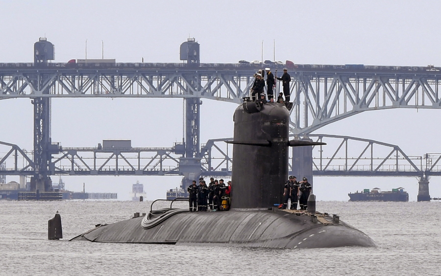 In this photo provided by U.S. Navy, French submarine FNS Amethyste (S605) transits the Thames River in preparation to arrive at Naval Submarine Base New London in Groton, Conn., Sept. 1, 2021. Australia's Prime Minister Scott Morrison on Friday, Sept. 17, rejected Chinese criticism of Australia's new nuclear submarine alliance with the United States and said he doesn't mind that President Joe Biden might have forgotten his name. (Chief Mass Communication Specialist Joshua Karsten/U.S.
