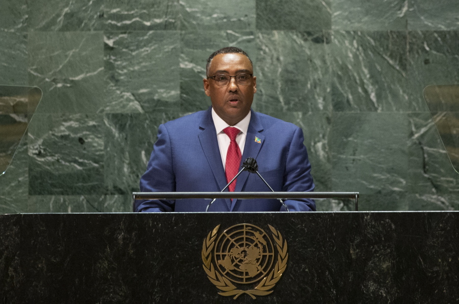 FILE - In this Saturday, Sept. 25, 2021 file photo, Ethiopia's Deputy Prime Minister and Minister of Foreign Affairs Demeke Mekonnen Hassen addresses the 76th session of the United Nations General Assembly at U.N. headquarters.