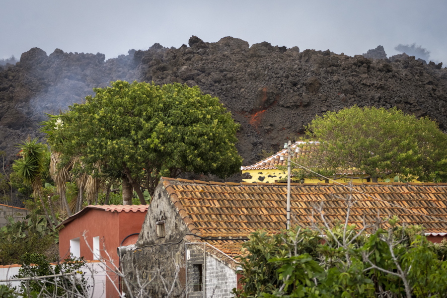 Lava from a volcano eruption flows on the island of La Palma in the Canaries, Spain, on Wednesday.