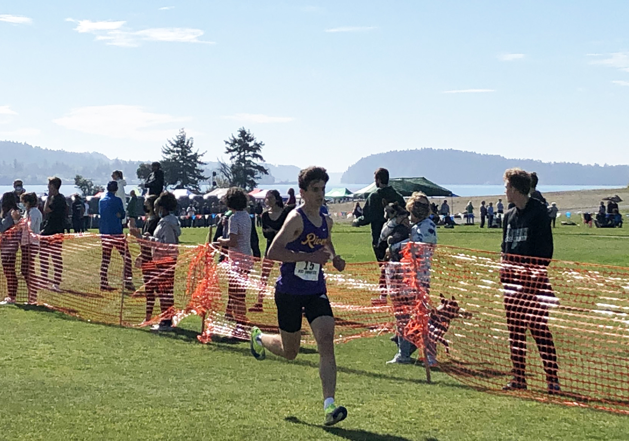 Columbia River's Daniel Barna places fourth in the top division varsity race at the Curtis Invitational on Saturday, Oct. 2, 2021, at University Place. He was the top Washington finisher behind three Jesuit (Ore.) runners. His time was 15 minutes, 43 seconds on the 5,000-meter course near Chambers Bay Golf Course.
