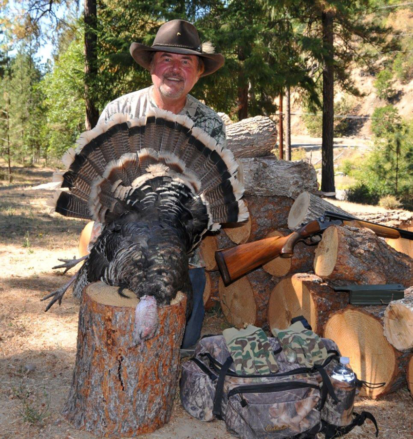 Buzz Ramsey took this young tom turkey in the Klickitat River Canyon on the first day of the fall hunt. Note the bright bands in the tail that are a mark of the Merriam's subspecies of wild turkey.