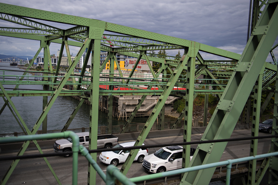 Motorists travel southbound on the Interstate 5 Bridge on Aug. 31.