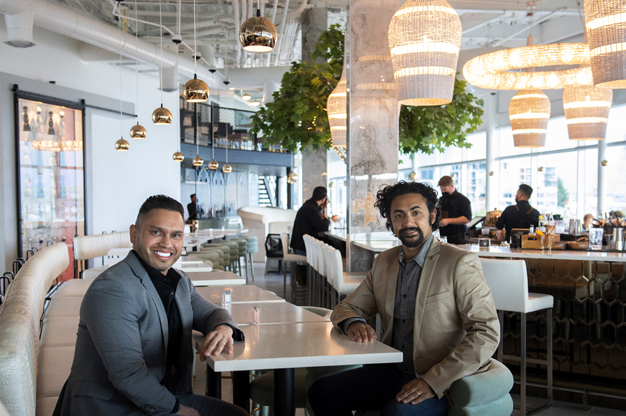 Jorge Castro, left, and Rahim Abbasi worked together to design Castro's DosAlas Latin Kitchen & Tequila Bar at The Waterfront Vancouver development.