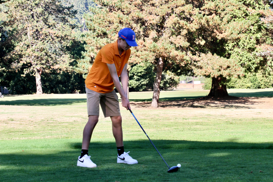 View Ridge Golf's Jamison McCann focuses on the ball during match play.