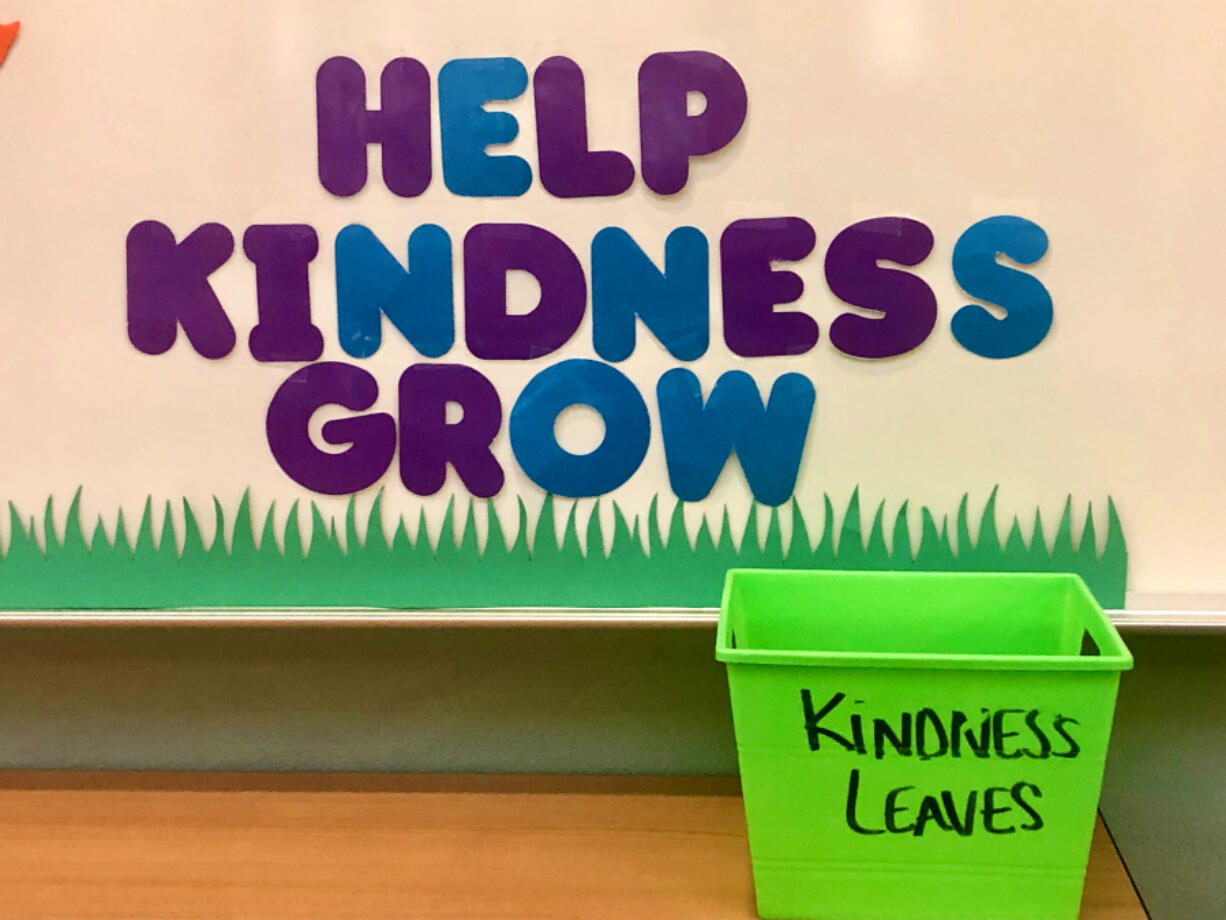 South Ridge Elementary fourth-graders are growing a "kindness tree" of good deeds they witnessed. Each leaf marks a good deed.