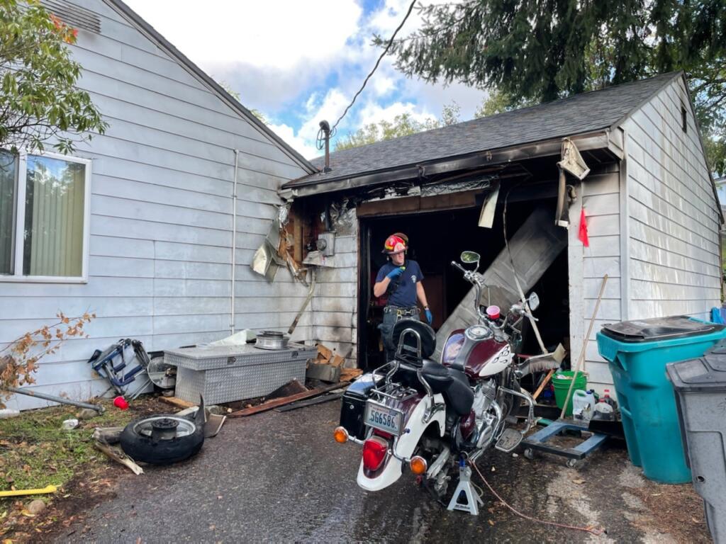 A fire damaged a garage in the 2900 Block of 13th Street on Monday afternoon.