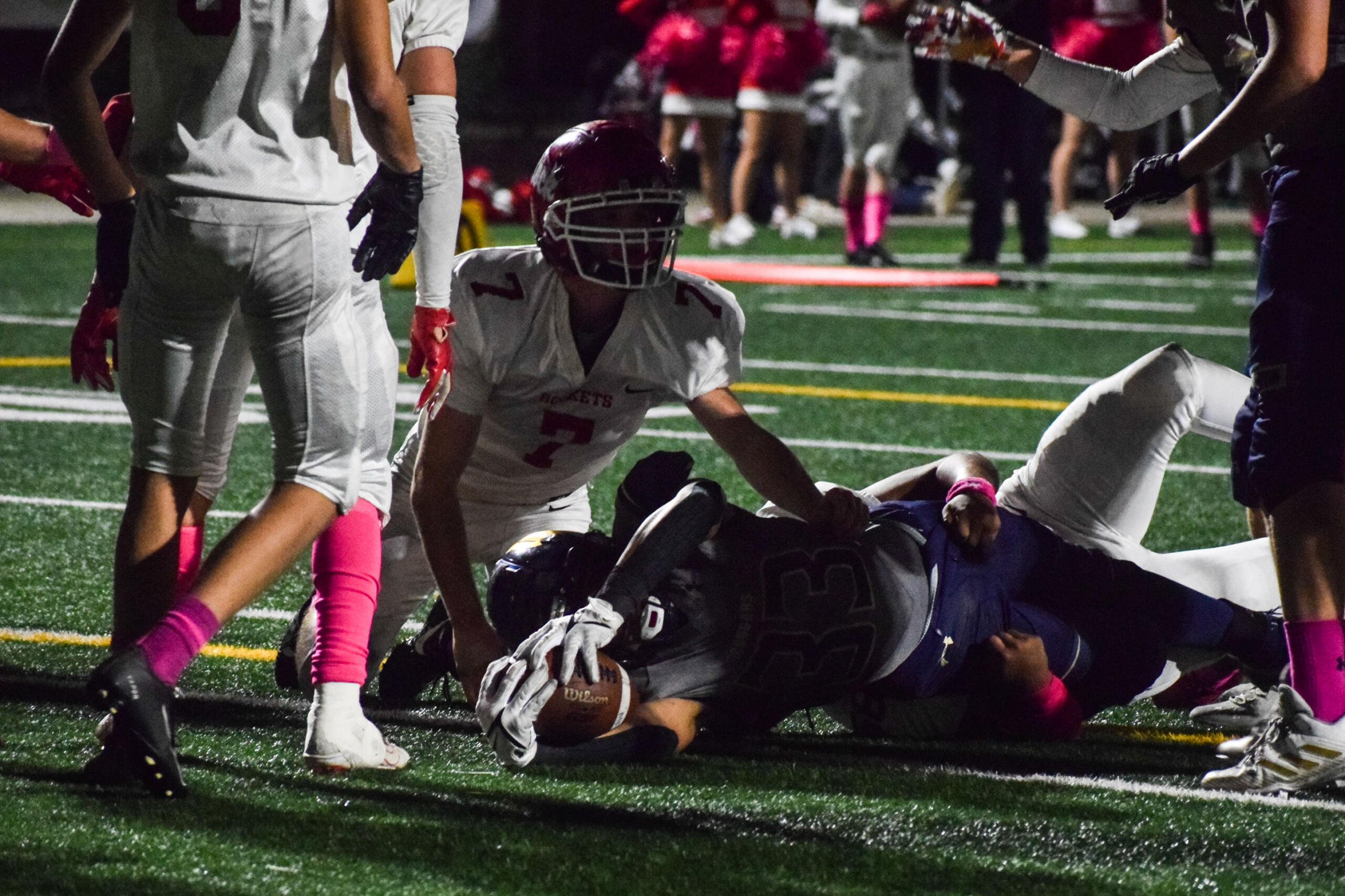 Jacob Williams (33) reaches in for a Seton Catholic touchdown against Castle Rock on Friday.