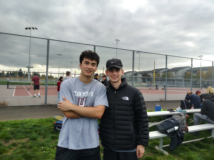 James Bertheau (left) and Jacob Flentke will play doubles for Union High School at the 4A district tournament this weekend at Club Green Meadows.