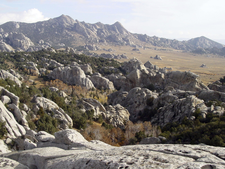 The Inner City formation is seen in the City of Rocks National Reserve in southeastern Idaho. Cadaver dogs have found what are probably graves of mid-1880s migrants in the reserve.