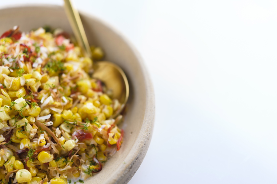 Charred Corn With Coconut, Chilies And Lime (Milk Street)