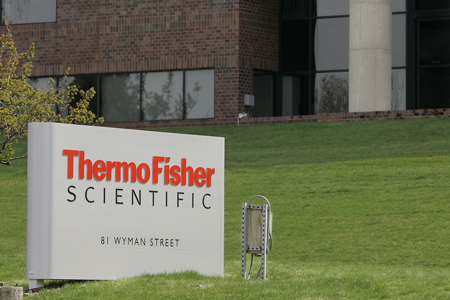 FILE - This April 26, 2007, file photo, shows the exterior of Thermo Fisher Scientific Inc., in Waltham, Mass. The estate of Henrietta Lacks sued a pharmaceutical company on Monday, Oct. 4, 2021, that it says has been selling cells that doctors at Johns Hopkins took from the Black woman from Maryland in 1951 without her knowledge or consent. The federal lawsuit filed Monday in Baltimore says Thermo Fisher Scientific Inc., of Rockville, Maryland, knowingly mass produced and sold tissue that was taken from Lack.