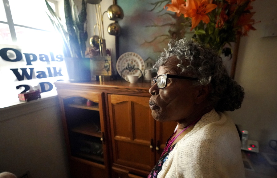 Opal Lee pauses as she gives a tour of her home  Thursday, July 1, 2021, in Fort Worth, Texas.