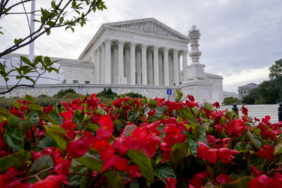 The Supreme Court is seen on the first day of the new term, in Washington, Monday, Oct. 4, 2021. (AP Photo/J.