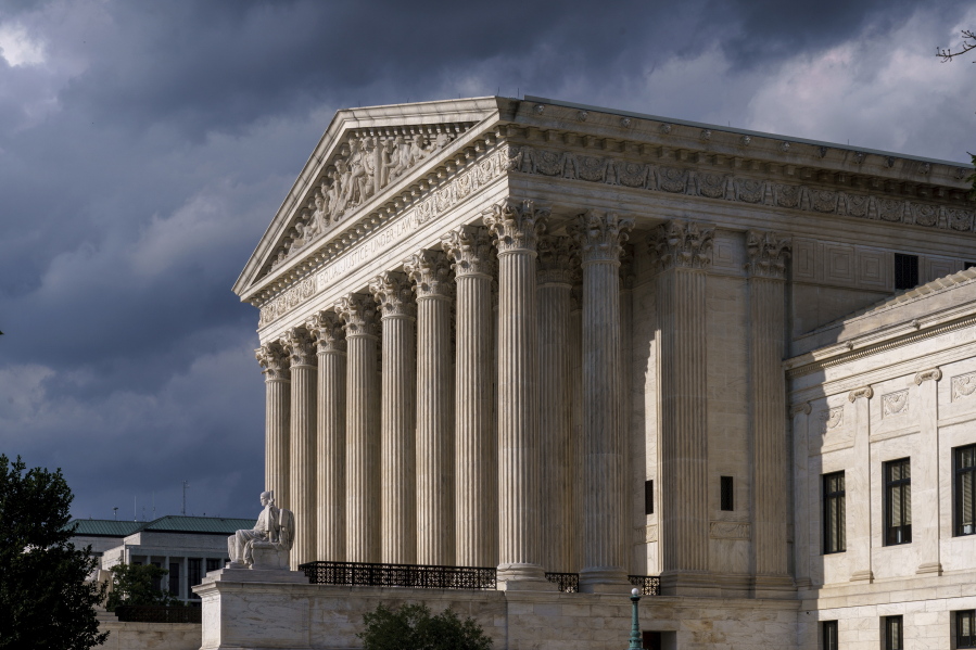 FILE - This June 8, 2021 file photo shows the Supreme Court building in Washington. The future of abortion rights is in the hands of a conservative Supreme Court that is beginning a new term Monday, Oct. 4, that also includes major cases on gun rights and religion. (AP Photo/J.