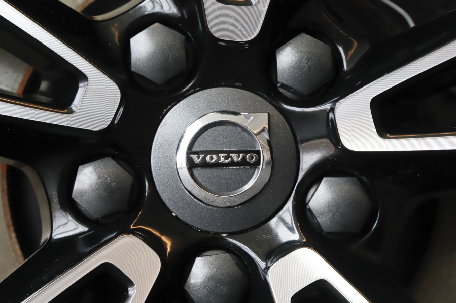 This is the Volvo logo on a wheel on a 2019 S90 T6 AWD Inscription automobile on display at the 2019 Pittsburgh International Auto Show in Pittsburgh Thursday, Feb. 14, 2019. Volvo is recalling nearly 260,000 older cars in the U.S. because the front driver's air bag can explode and send shrapnel into the cabin. The recall is in addition to one from November of 2020, which was done after an unidentified U.S. driver was killed. (AP Photo/Gene J.