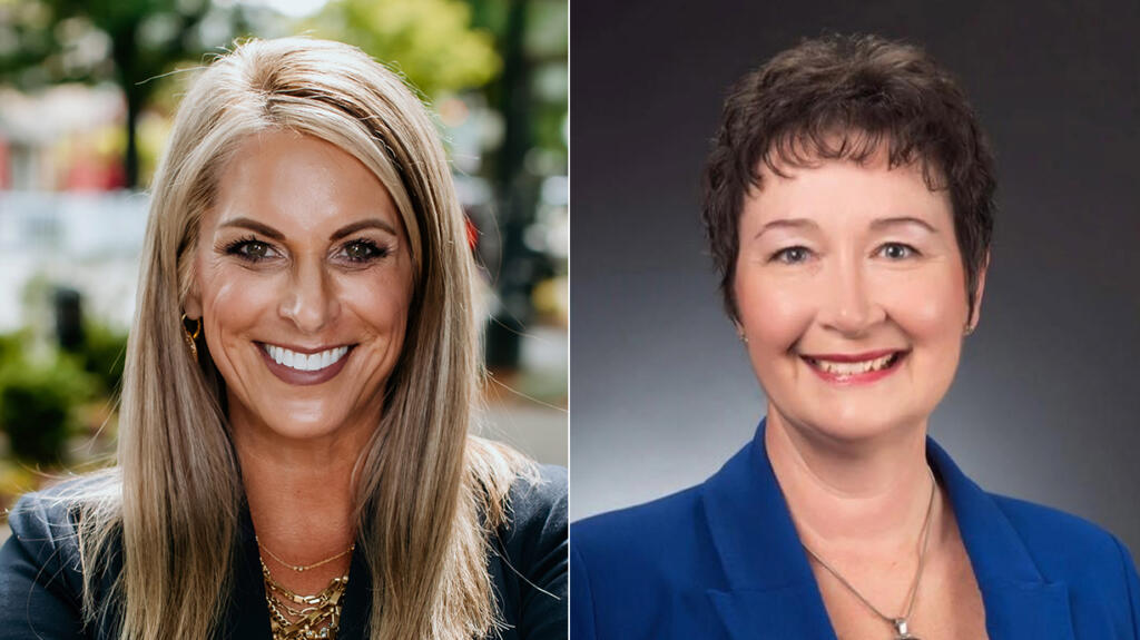 Leslie Lewallen, left, and Jennifer McDaniel are running for Camas City Council.