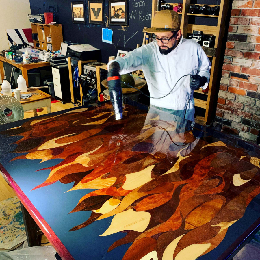Marquetry artist Christian Barrios is opening his home studio in west Hazel Dell for an annual tour of artists' spaces.