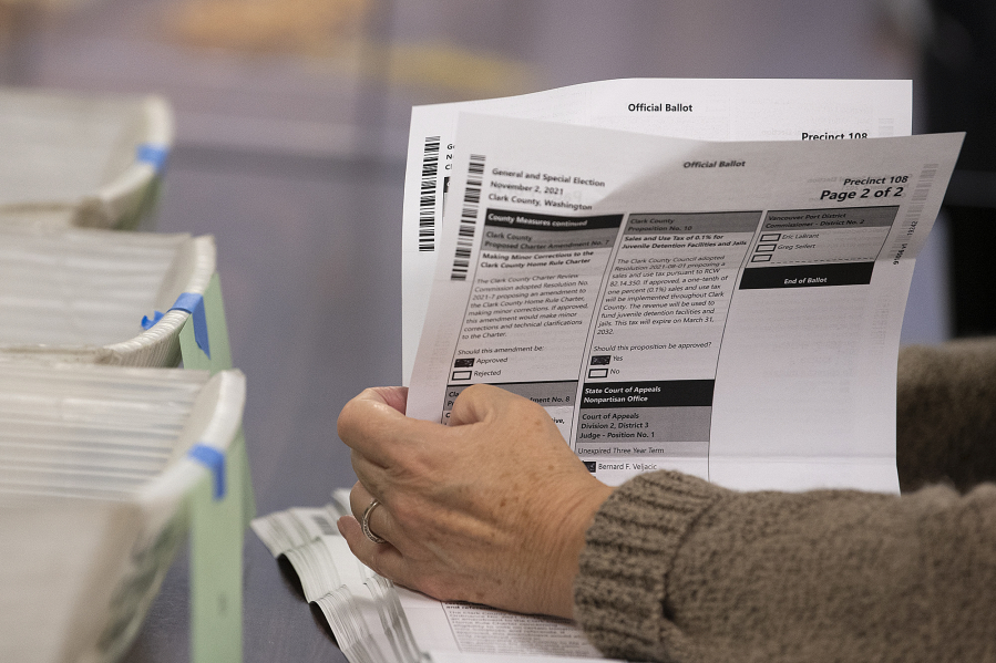 Ballot inspectors perform a manual count of 600 ballots to ensure election integrity.
