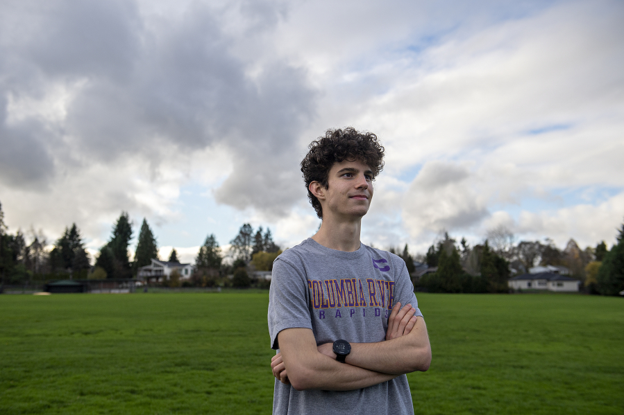 All-Region boys cross country runner of the year, Daniel Barna of Columbia River High School, is pictured on campus Monday afternoon, Nov. 15, 2021.