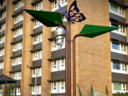 The new Leaves of Change sculpture has just been unveiled outside Columbia House.