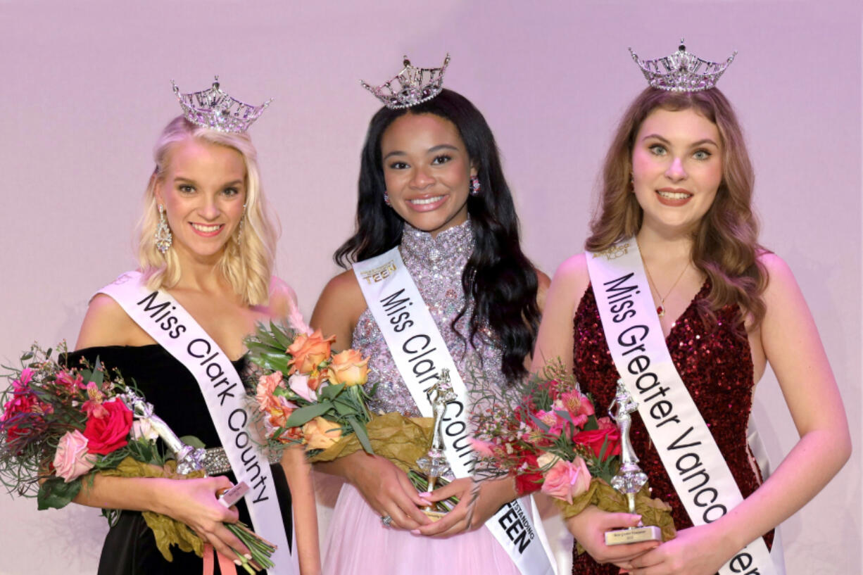 Anna Countryman, Miss Clark County. Naomi Green, Miss Clark County's Outstanding Teen. Natalie Worthy, Miss Greater Vancouver.