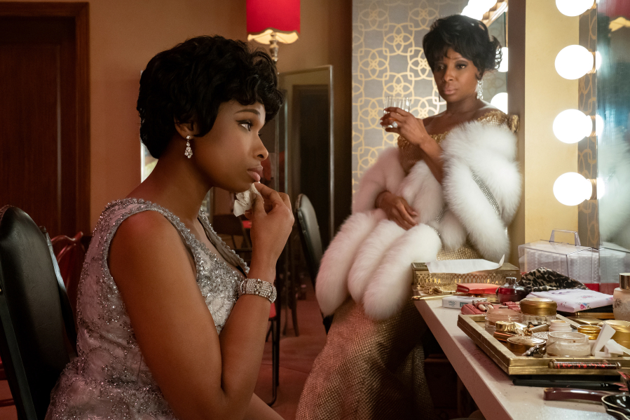 Jennifer Hudson, left, stars as Aretha Franklin and Mary J. Blige as Dinah Washington in "Respect." (Quantrell D.