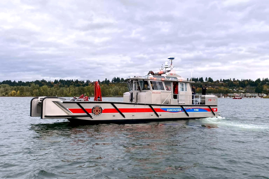 Vancouver Fire Department
Vancouver Fire Boat 1 helped rescue a woman who fell Tuesday morning into the Columbia River from the Interstate 205 Bridge. The crew pulled her onboard and treated her for hypothermia until they made it back to a Portland boat launch.