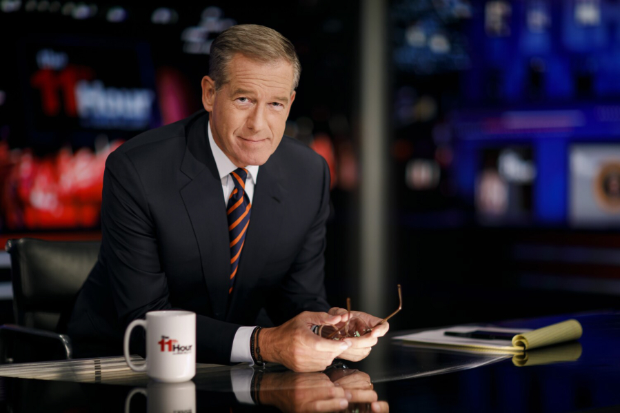 Brian Williams tapes his show, "The 11th Hour with Brian Williams," on Oct. 17, 2018, in New York.