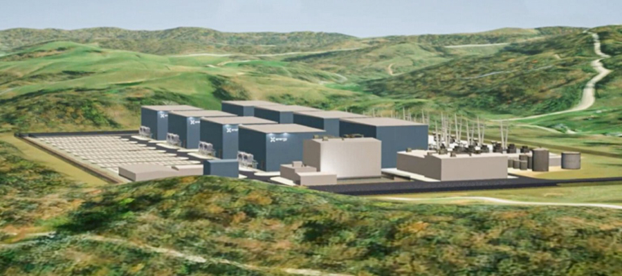 This rendering shows a proposed nuclear power plant by Maryland-based X-energy that would produce electricity from four helium gas-cooled reactors. The first plant is proposed on the Hanford Nuclear Reservation on land leased by...