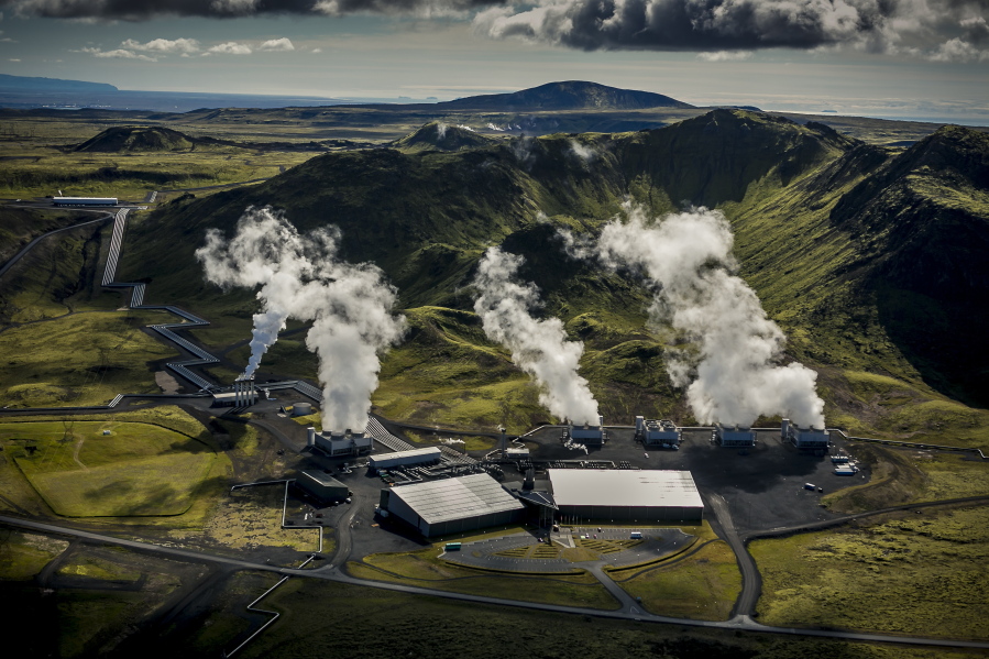 A geothermal power plant near Reykjavik, Iceland. The Iceland plant, called Orca, is the largest such facility in the world, capturing about 4,000 metric tons of carbon dioxide per year.