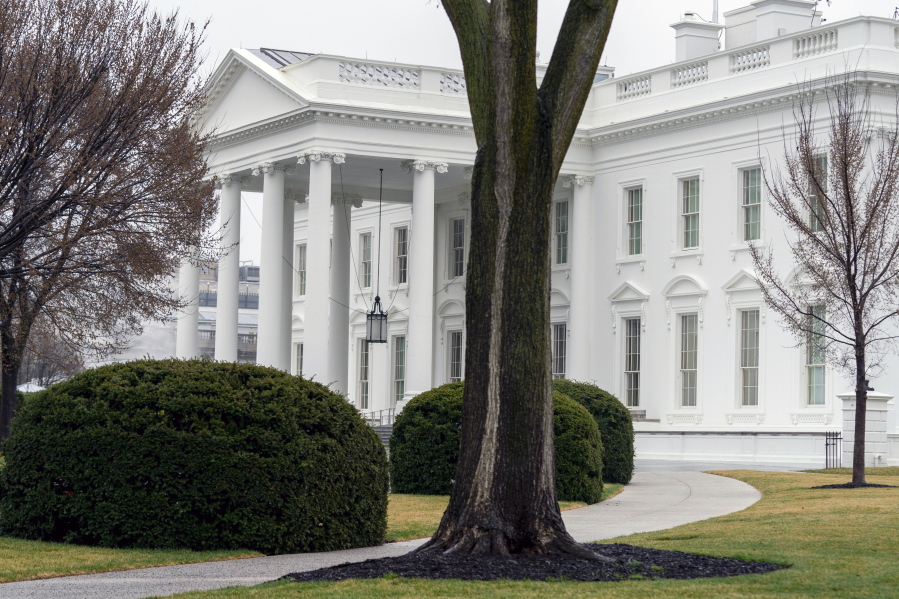 FILE - The White House is shown in Washington on March 18, 2021. The Biden administration is rolling out a new initiative aimed at reducing suicides by gun and combating the significant increases in suicides by members of the military and veterans. The White House is announcing the new plan Tuesday.