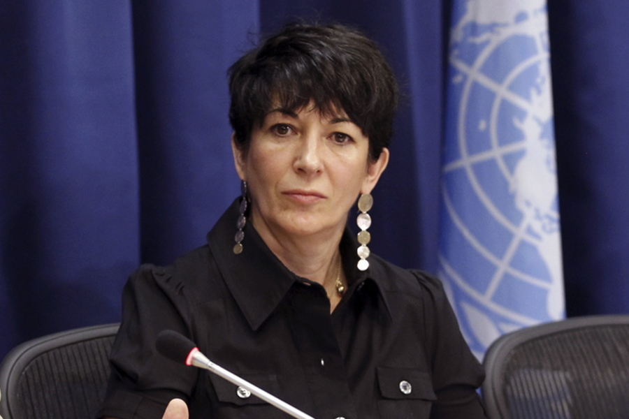 FILE -- Ghislaine Maxwell, founder of the TerraMar Project, attends a press conference on the Issue of Oceans in Sustainable Development Goals, at United Nations headquarters, June 25, 2013. Maxwell spent the first half of her life with her father, a rags-to-riches billionaire who looted his companies' pension funds before dying a mysterious death. She spent the second with another tycoon, Jeffrey Epstein, who died while charged with sexually abusing teenage girls. Now, after a life of both scandal and luxury, Maxwell's next act will be decided by a U.S.