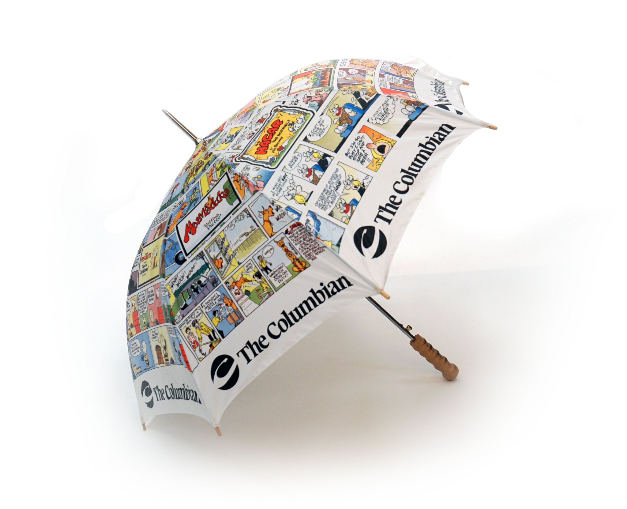 The popular Columbian comics umbrella is available at shop.columbian.com.