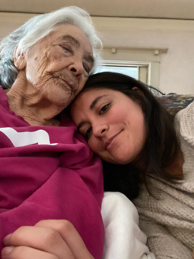 Brittny Mejia with her late grandmother Marv?a Dv?az, at Dv?az???s home in Highland Park.