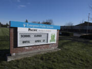 The sign at Pacific Middle School in east Vancouver on March 17, 2020.