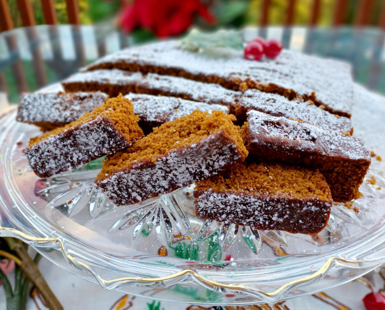 With a half-dozen spices and dark molasses, this old-fashioned gingerbread is Christmas on a cake stand.