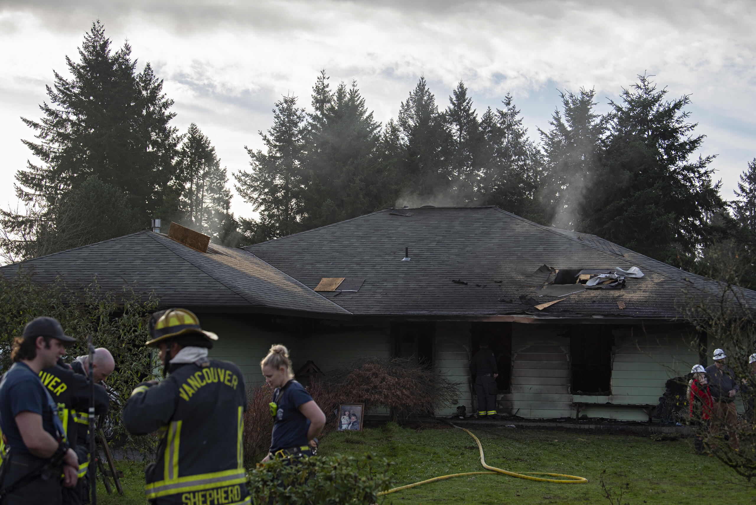 A woman died in a house fire in Orchards after fire crews found her in a bedroom and were unable to revive her along Northeast 99th Street on Thursday morning, Dec.2, 2021.