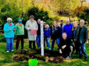 Rotary Club members recently installed a new Peace Pole at Jane Webber Evergreen Arboretum.