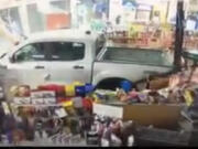 A stolen truck crashed through the window at the Lewisville Market & Deli early Sunday.