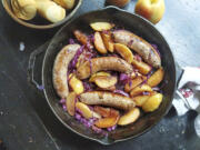 Sweet Italian sausage sizzles in the same pan as sliced apple and red cabbage in this easy skillet recipe.