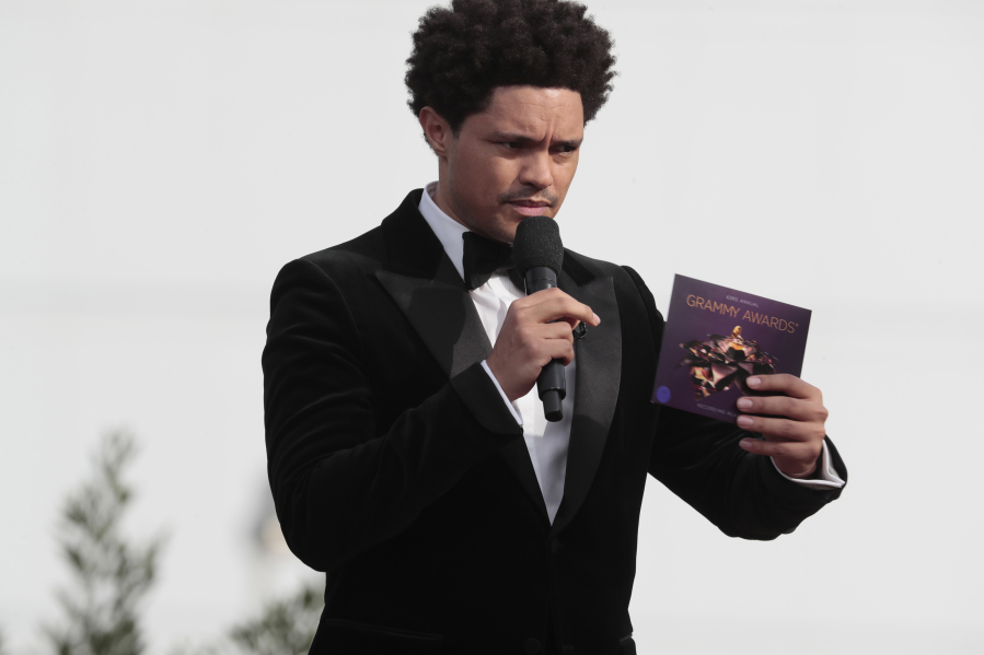 Trevor Noah serves as host for the 63rd Grammy Awards outside the Staples Center in Los Angeles on March 14.