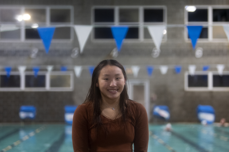 Union High's Annette Chang, who has been selected as The Columbian's All-Region girls swimmer of the year, is pictured at Cascade Athletic Club on Monday evening, Nov. 29, 2021.