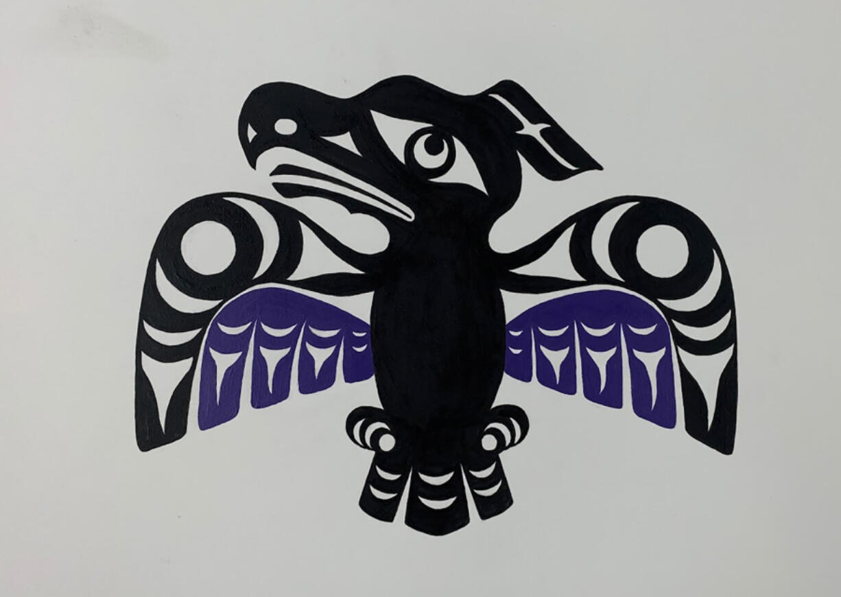Sarah Folden, a member of the Cowlitz Indian Tribe, created the Washougal Learning Academy's new logo with a Coast Salish design style originating from 3,000-year-old relief carvings found in the area.