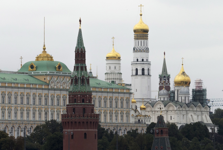 FILE - The Kremlin in Moscow, Sept. 29, 2017.  The elite Russian state hackers behind last year's massive SolarWinds cyberespionage campaign hardly eased up this year, managing plenty of infiltrations of U.S. and allied government agencies and foreign policy think tanks with consummate craft and stealth, a leading cybersecurity firm reported Monday.