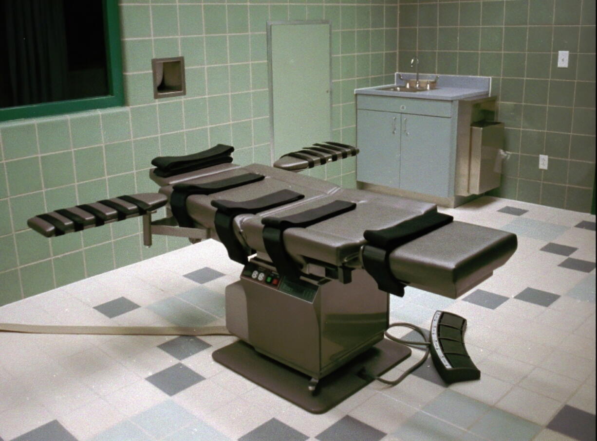 FILE - This March 22, 1995, photo, shows the interior of the execution chamber in the U.S. Penitentiary in Terre Haute, Ind. States and the federal government carried out 11 executions in 2021. That's the fewest since 1988. Pandemic-related disruptions partly accounted for the low number of executions this year, but 2021 marked the seventh consecutive year when there were fewer than 30 executions and fewer than 50 new death sentences.