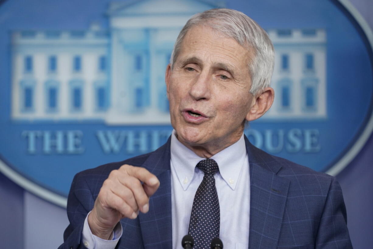 FILE - Dr. Anthony Fauci, director of the National Institute of Allergy and Infectious Diseases, speaks during the daily briefing at the White House in Washington on Dec. 1, 2021.   On Thursday, Dec. 23, The Associated Press reported on stories circulating online incorrectly claiming Fauci's sister "Angelique Fauci" published a book on the omicron variant of the coronavirus the same week it was discovered.