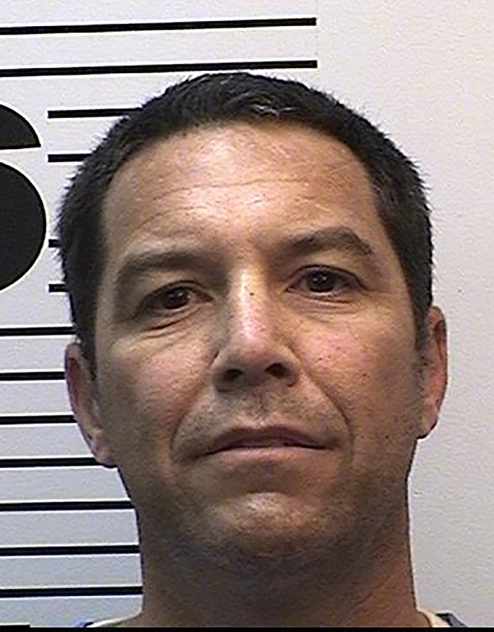 FILE - This Nov. 29, 2021 photo from the California Department of Corrections and Rehabilitation, shows inmate Scott Peterson, who was convicted for the 2002 murders of his pregnant wife and unborn son. Peterson is expected to be resentenced to life in prison on Wednesday, Dec. 8, 2021, after the state Supreme Court ruled that his jury was improperly screened for bias against the death penalty.