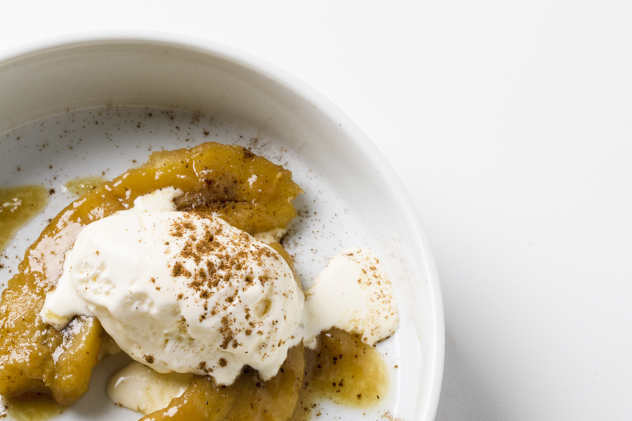 A recipe for miso-spiced rum bananas Foster.